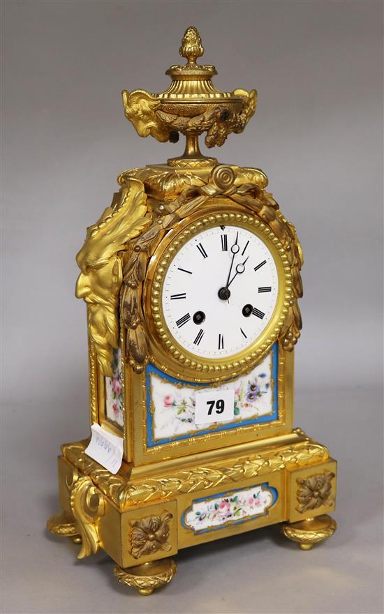 French ormolu and porcelain mounted mantel clock